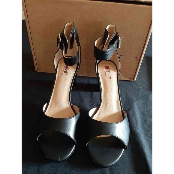 New Size 10 Idifu Black Candie Low Block Peep Toe Chunky Heel Dress Shoes - Picture 2 of 6